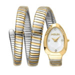Artistic & Bold: Coiled Elegance: The Medusa Two-Tone Serpent Watch with Geometric Pearl & Diamond Face